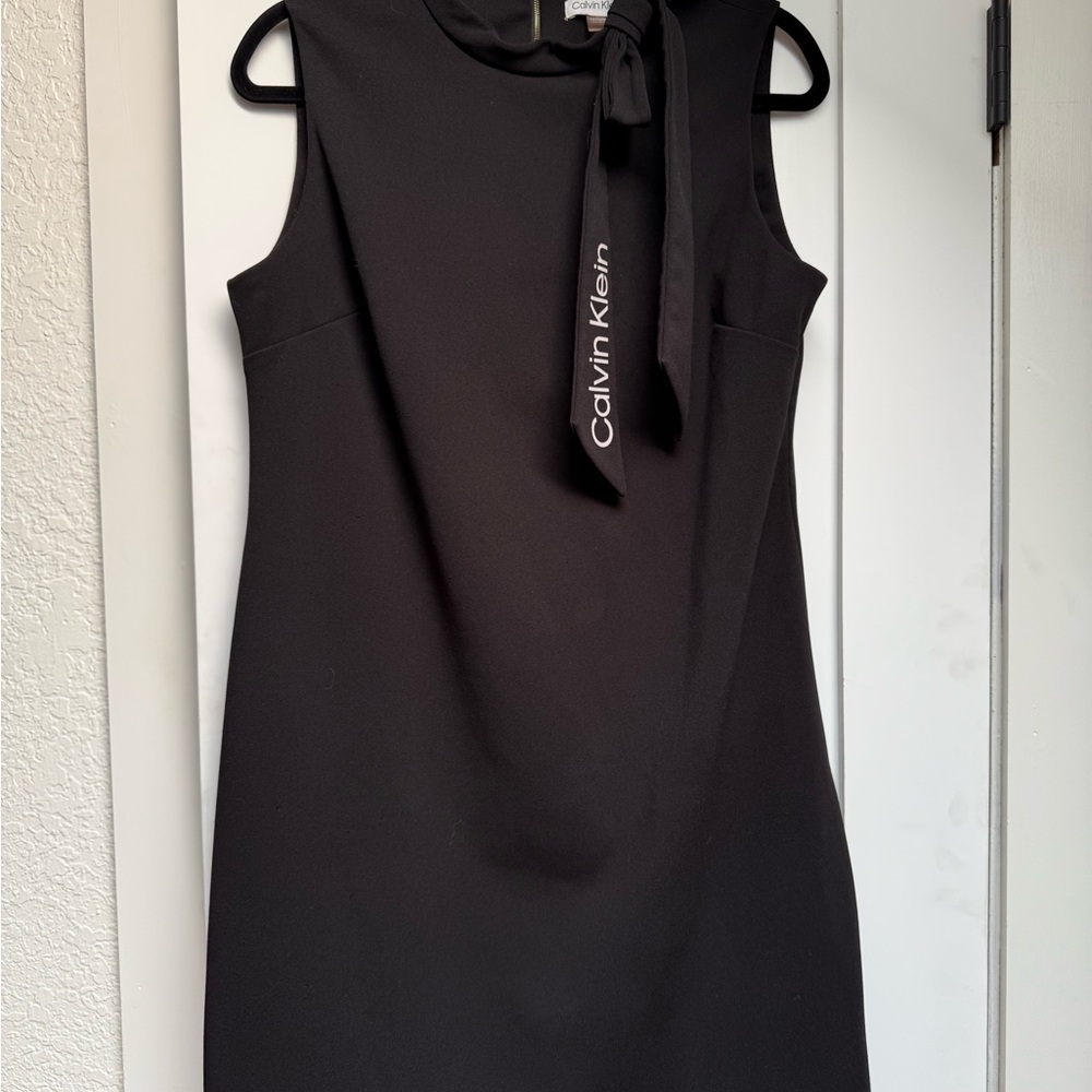 Calvin Klein Black Tie-Neck Mini Dress